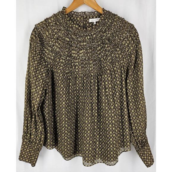 REBECCA TAYLOR WOMEN'S BROWN PAISLEY PATTERN BLOUSE TOP STYLE 721 947 8795 - Picture 9 of 13